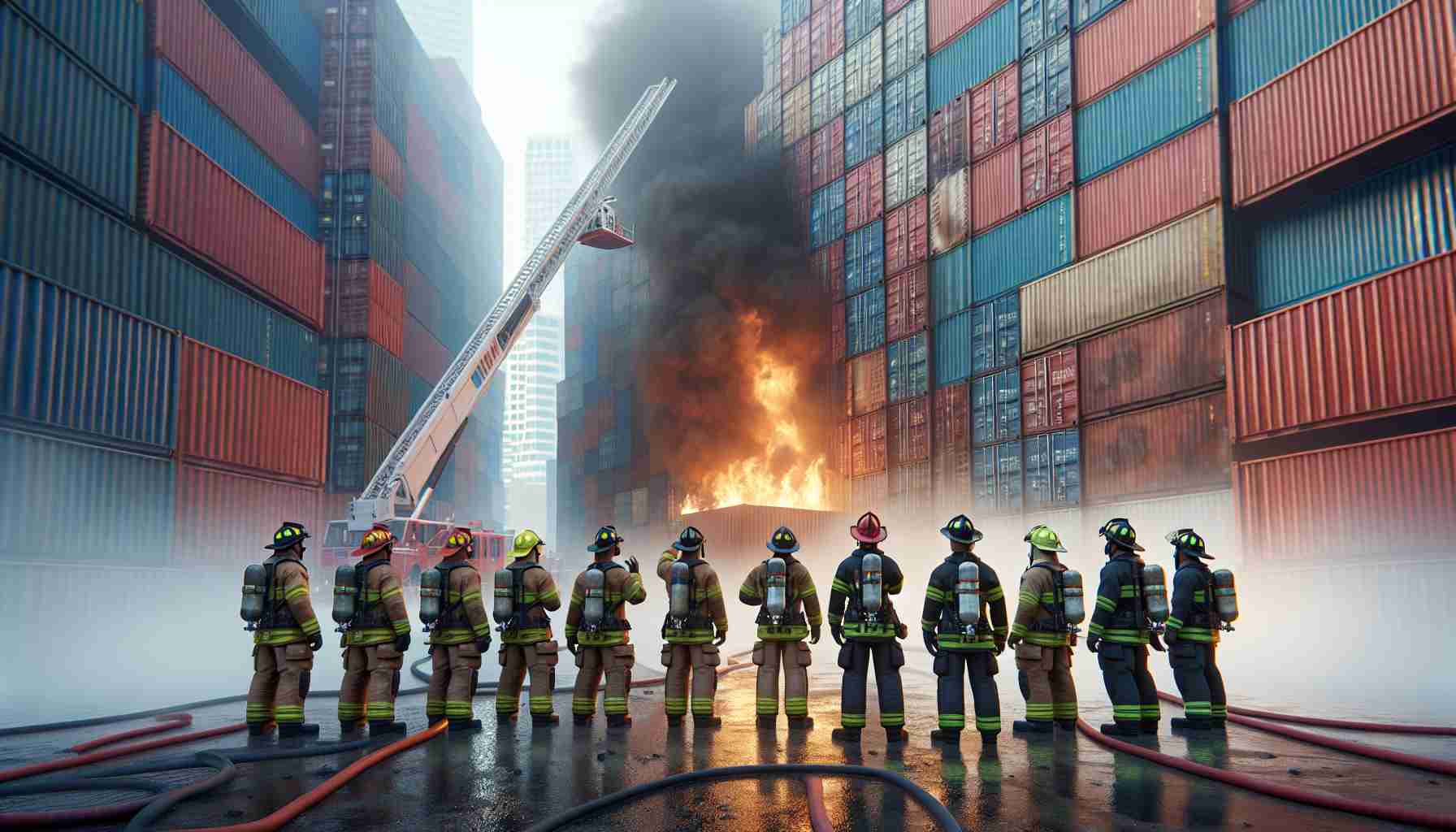 Firefighters Intervene in Ship Container Fire Incident